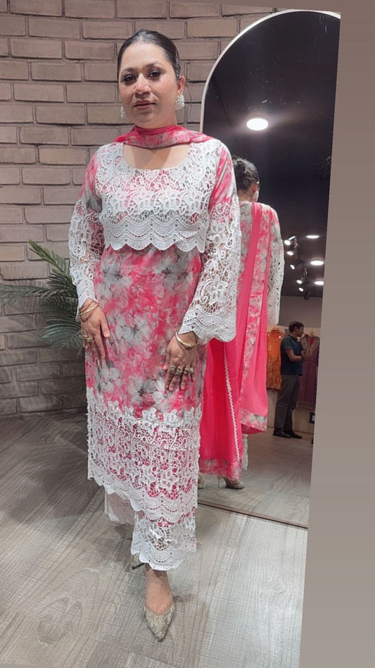 Fitoor Pink Cotton Lace Designer Suit