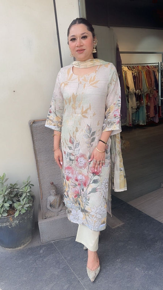 Sprite Floral Cotton Designer Suit