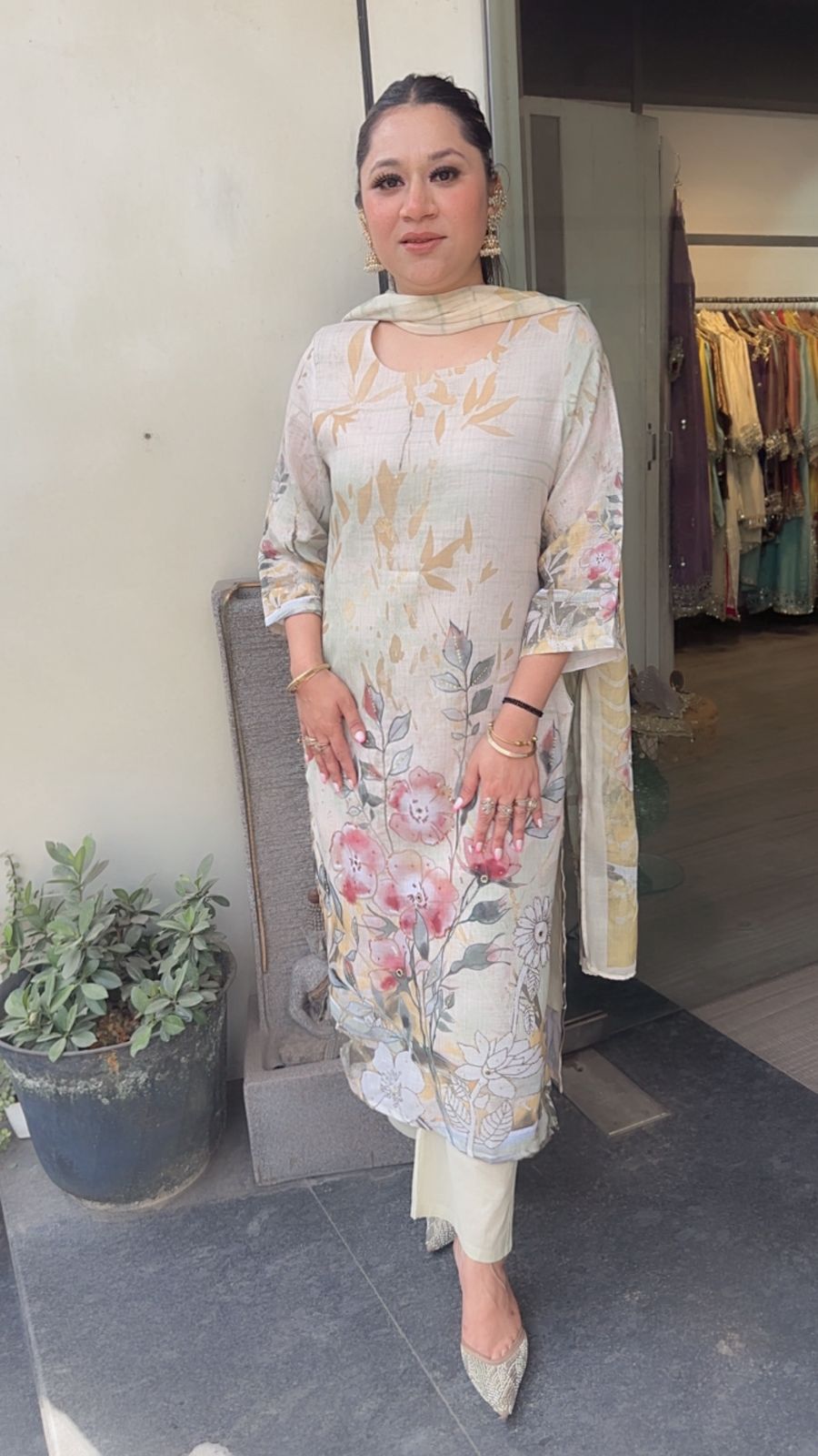 Sprite Floral Cotton Designer Suit