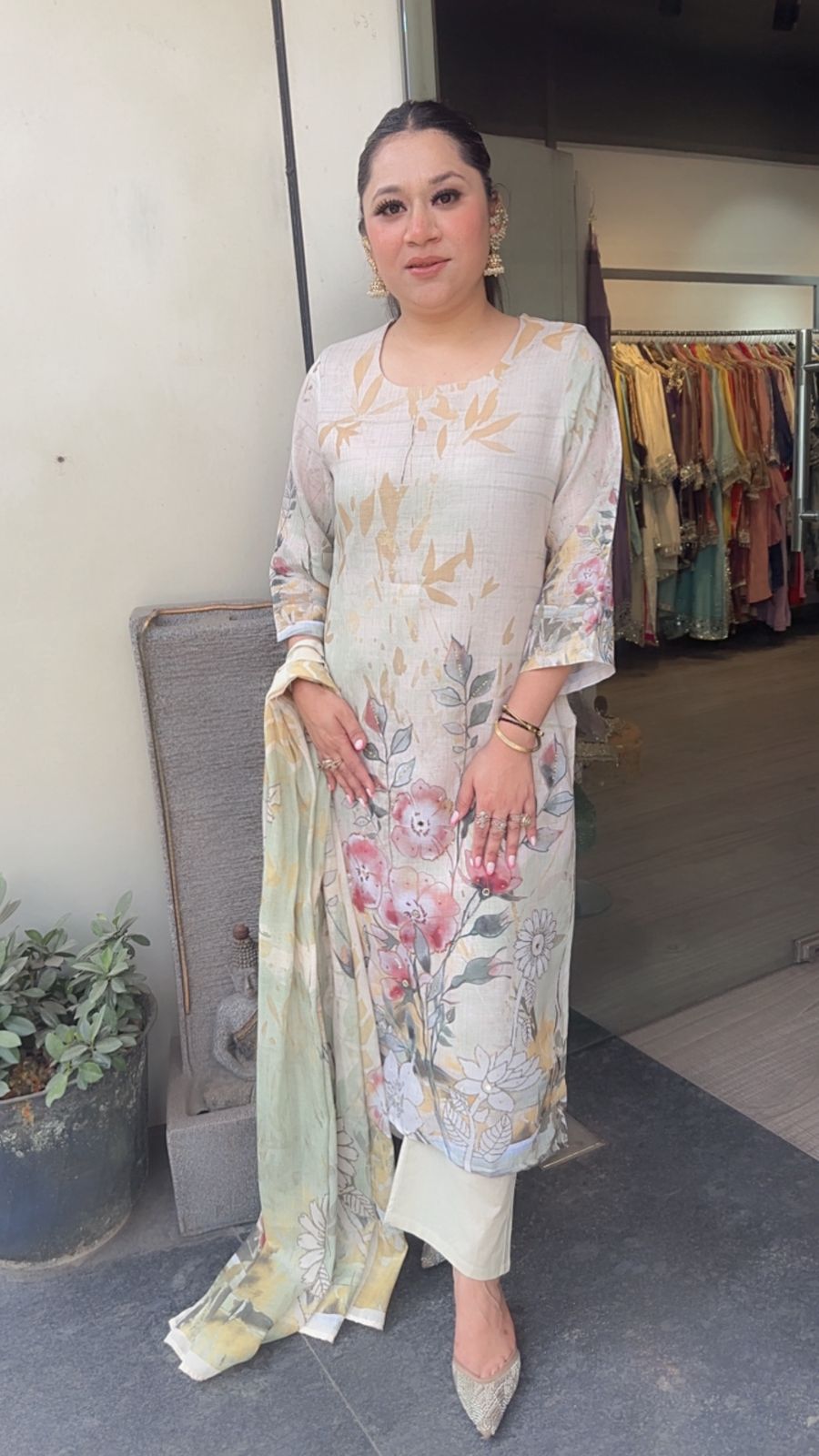 Sprite Floral Cotton Designer Suit