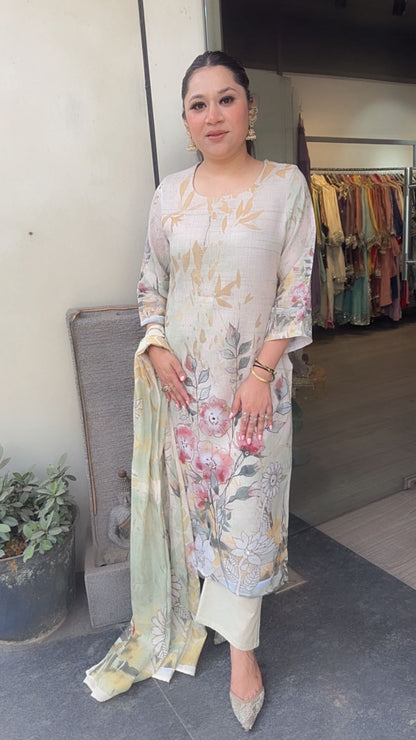 Sprite Floral Cotton Designer Suit