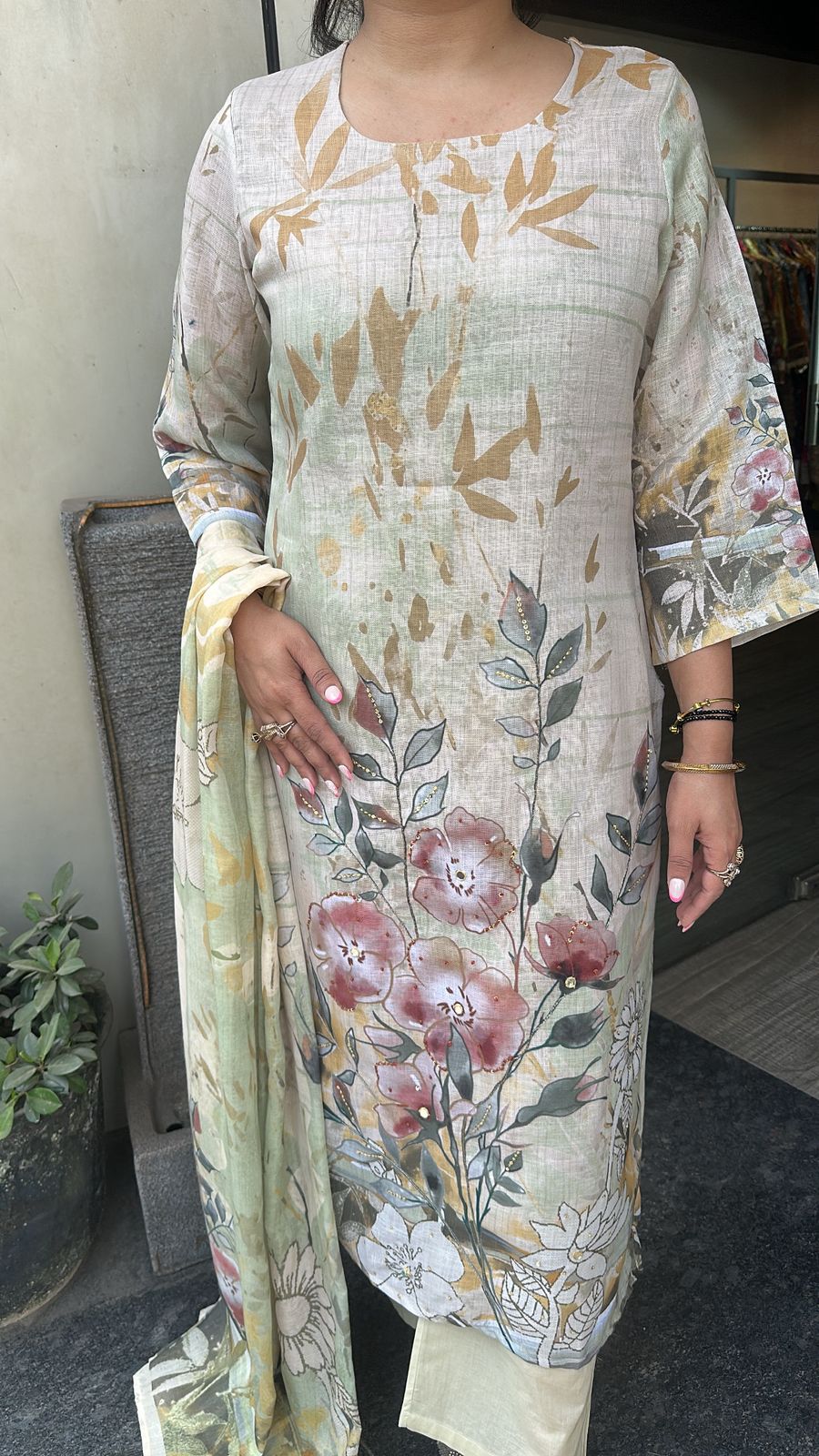 Sprite Floral Cotton Designer Suit