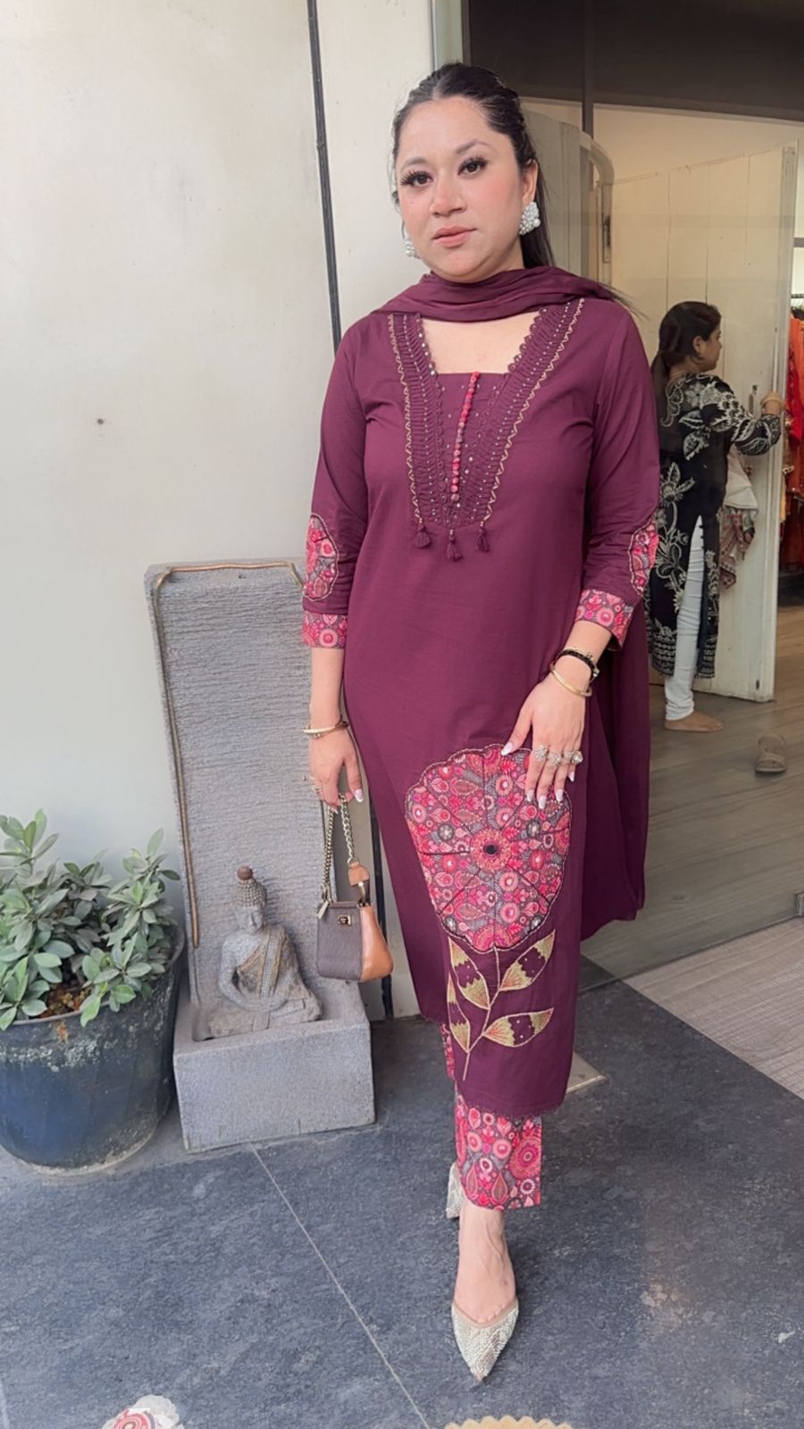 Libya wine Cotton Suit