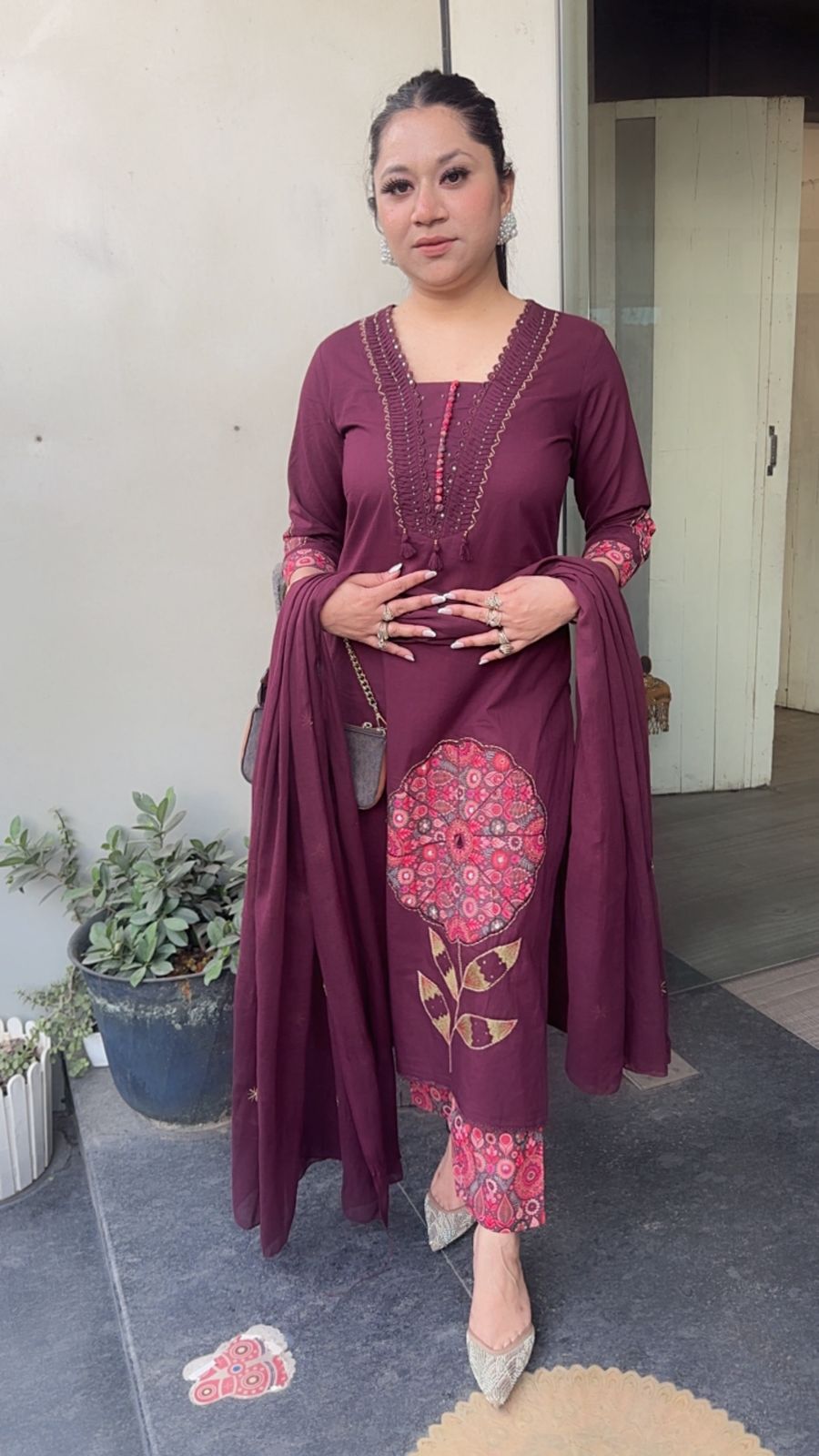 Libya wine Cotton Suit