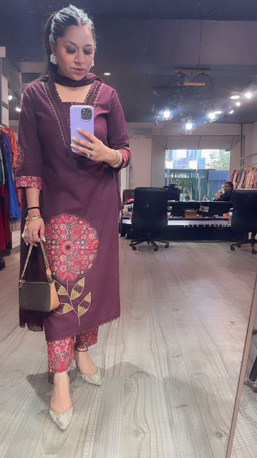 Libya wine Cotton Suit