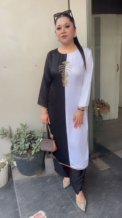 Karishma kapoor Black white Tunic Set
