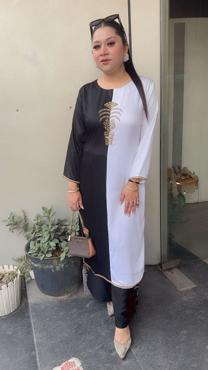 Karishma kapoor Black white Tunic Set