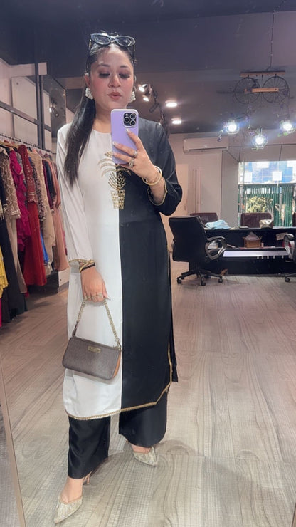 Karishma kapoor Black white Tunic Set