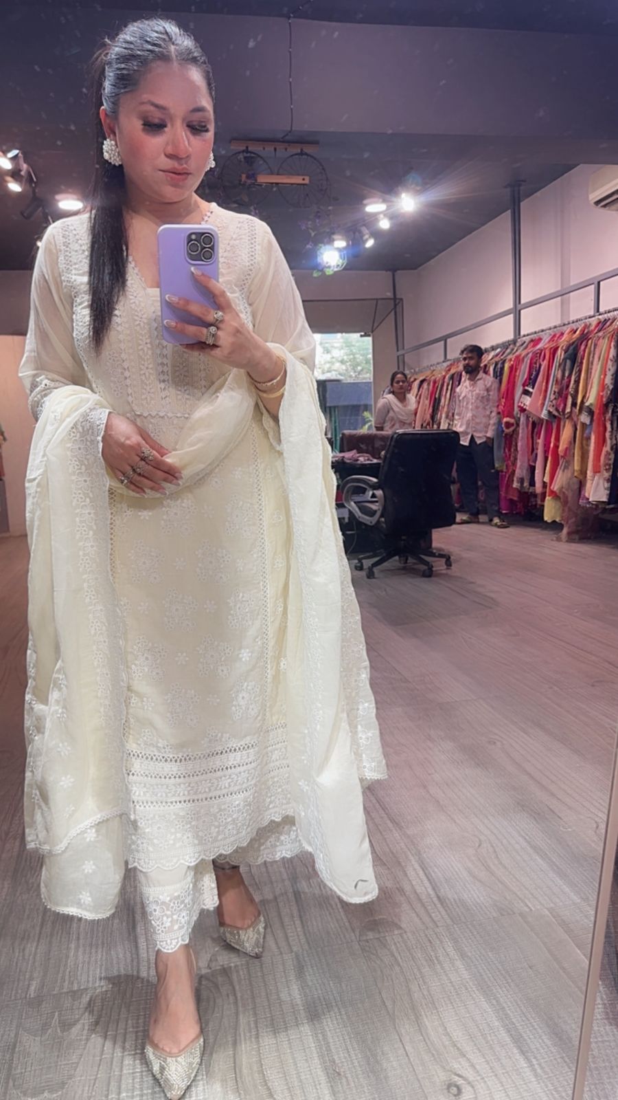 Motif Ivory Chikankari Cotton Suit