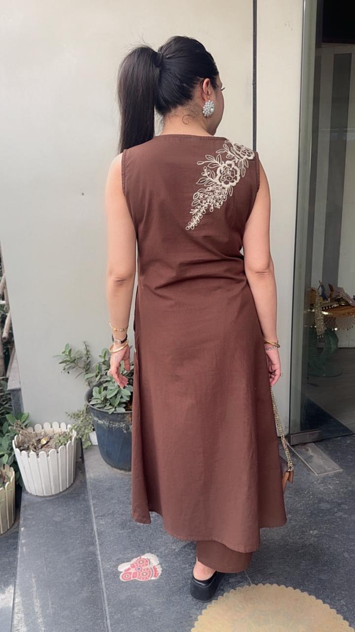 Flames Brown Tunic set (Sleeve Fabric Attached)