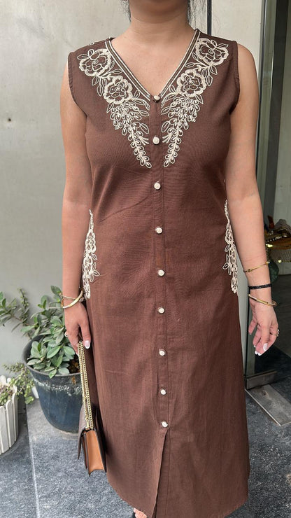 Flames Brown Tunic set (Sleeve Fabric Attached)