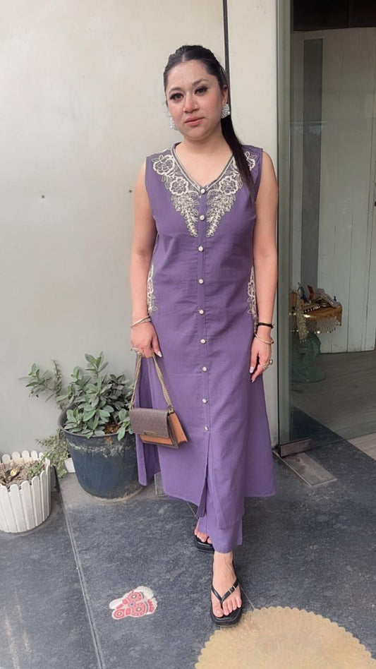 Flames Lavander Tunic set (Sleeve Fabric Attached)