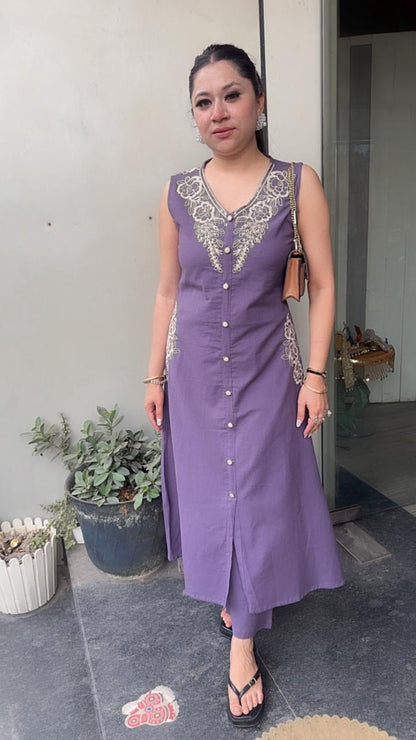 Flames Lavander Tunic set (Sleeve Fabric Attached)