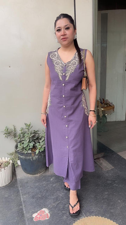 Flames Lavander Tunic set (Sleeve Fabric Attached)