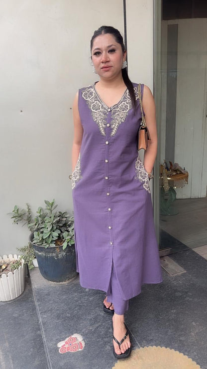 Flames Lavander Tunic set (Sleeve Fabric Attached)