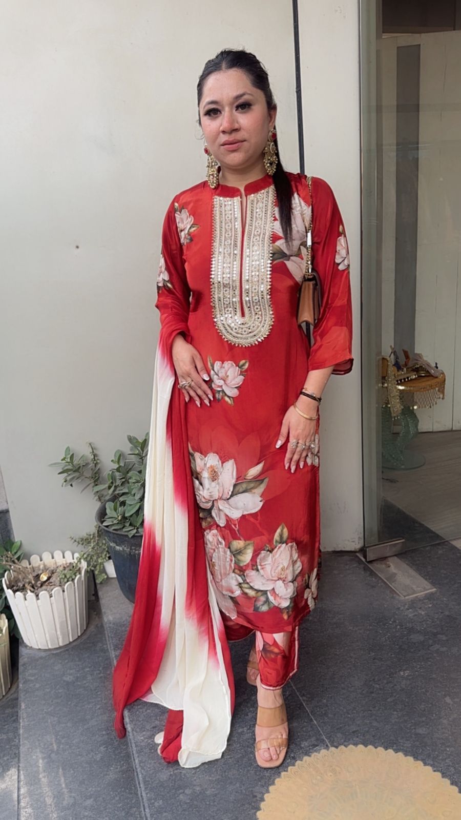 Cheeni Rust Digital print Crepe Suit