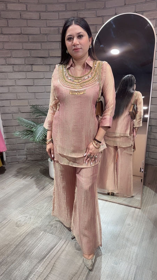 Raees onion pink 3pc Designer Cordset