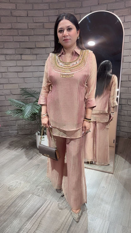 Raees onion pink 3pc Designer Cordset
