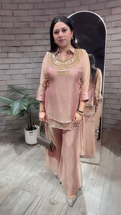 Raees onion pink 3pc Designer Cordset