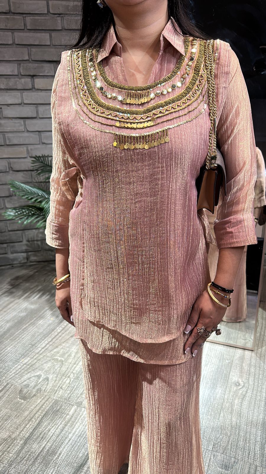 Raees onion pink 3pc Designer Cordset