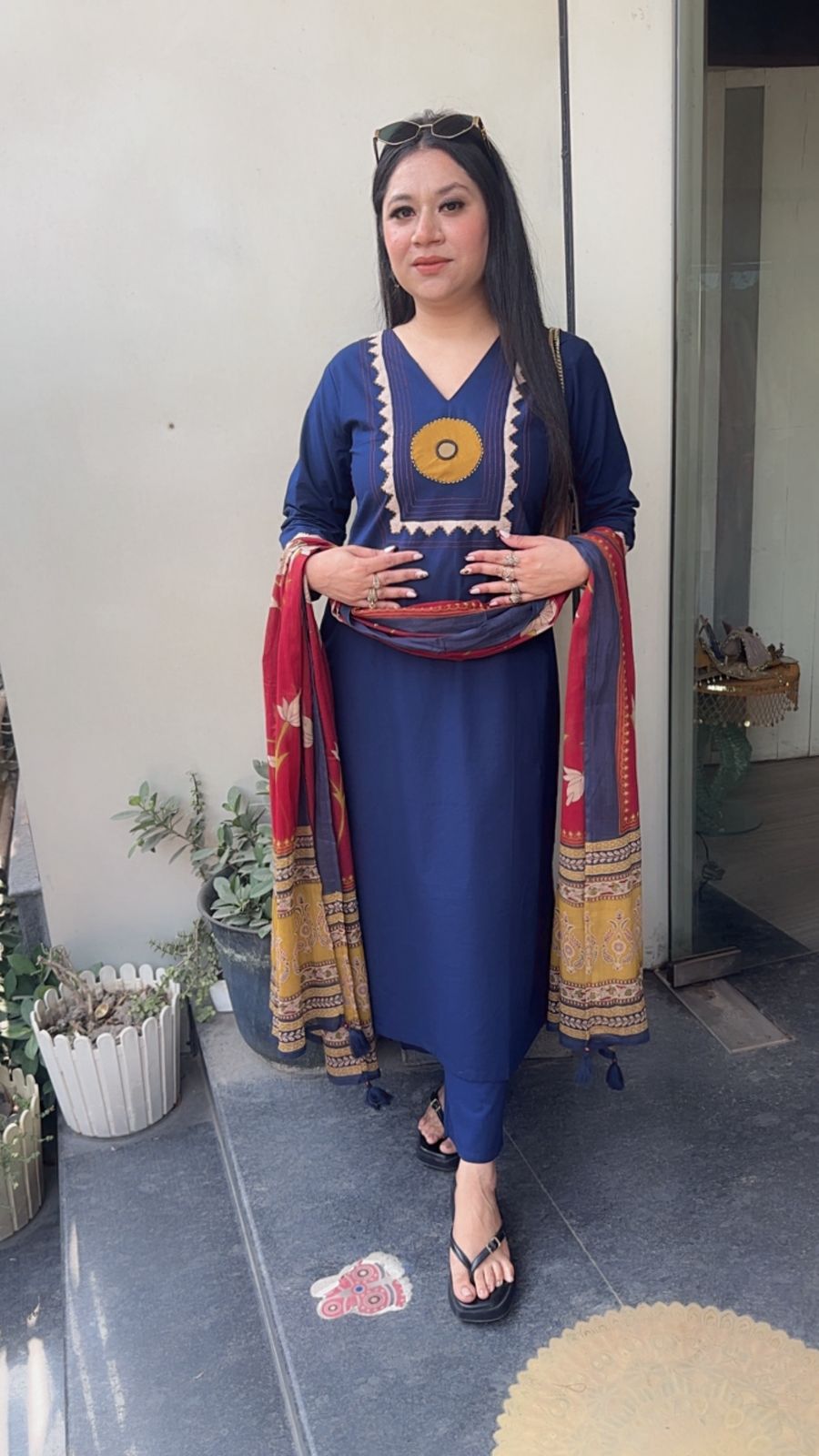 Evil Eye 🧿 Blue Mahroon Cotton Designer Sui