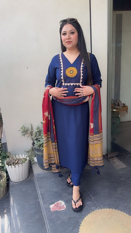 Evil Eye 🧿 Blue Mahroon Cotton Designer Sui