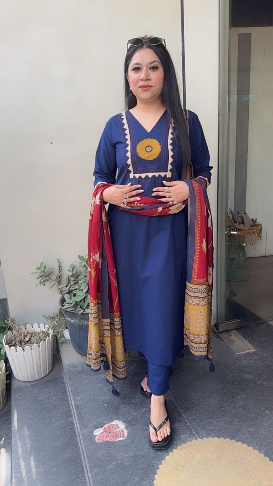 Evil Eye 🧿 Blue Mahroon Cotton Designer Sui