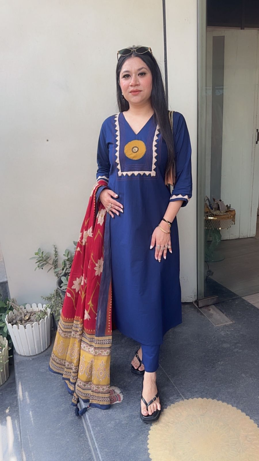 Evil Eye 🧿 Blue Mahroon Cotton Designer Sui