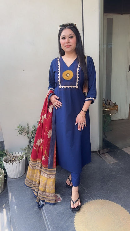 Evil Eye 🧿 Blue Mahroon Cotton Designer Sui