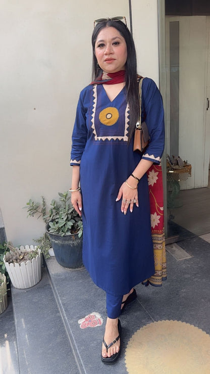 Evil Eye 🧿 Blue Mahroon Cotton Designer Sui