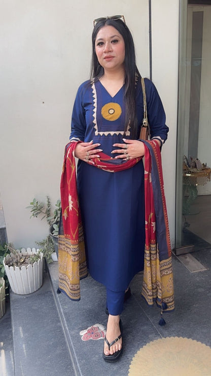 Evil Eye 🧿 Blue Mahroon Cotton Designer Sui