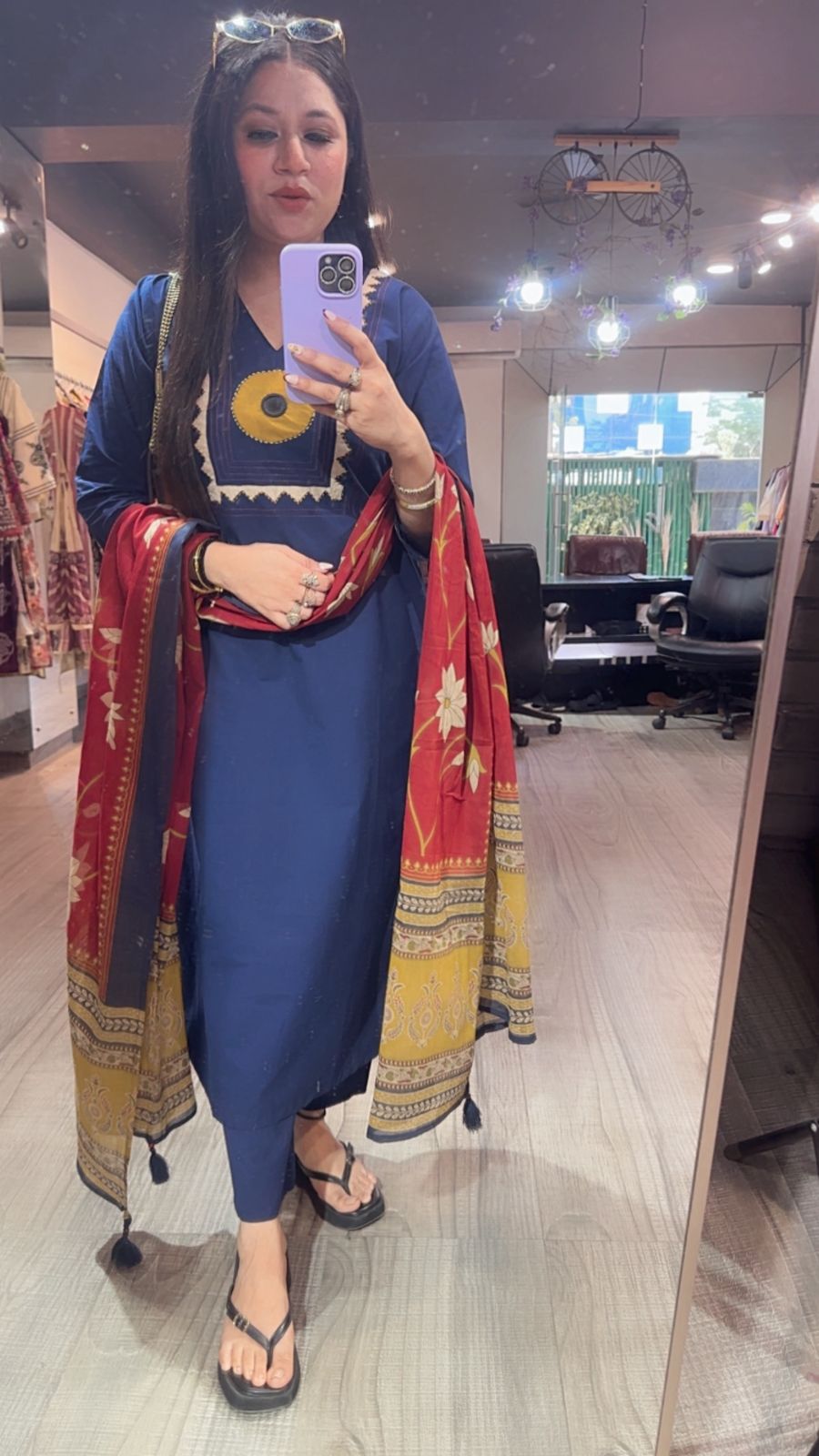 Evil Eye 🧿 Blue Mahroon Cotton Designer Sui