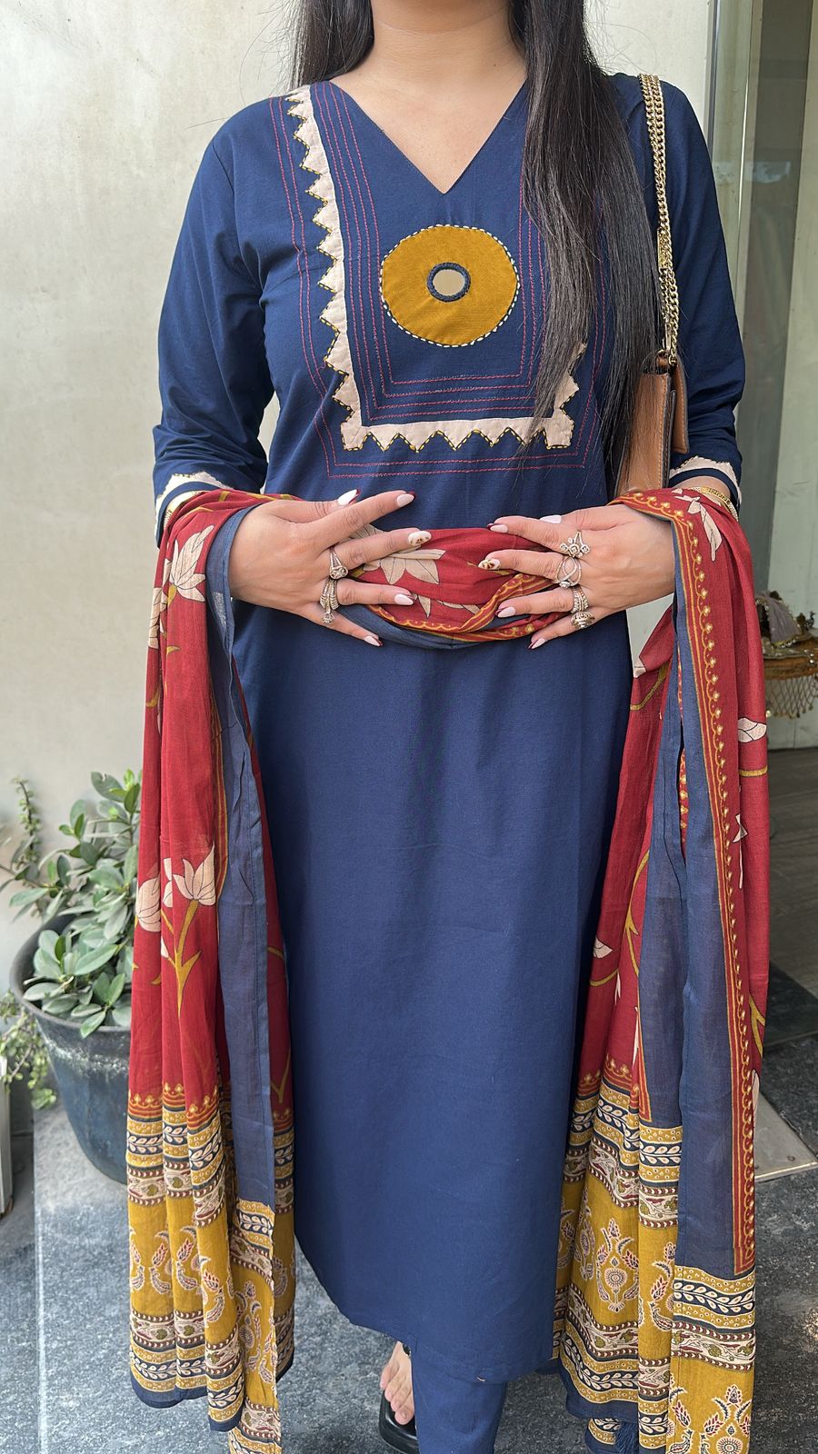 Evil Eye 🧿 Blue Mahroon Cotton Designer Sui