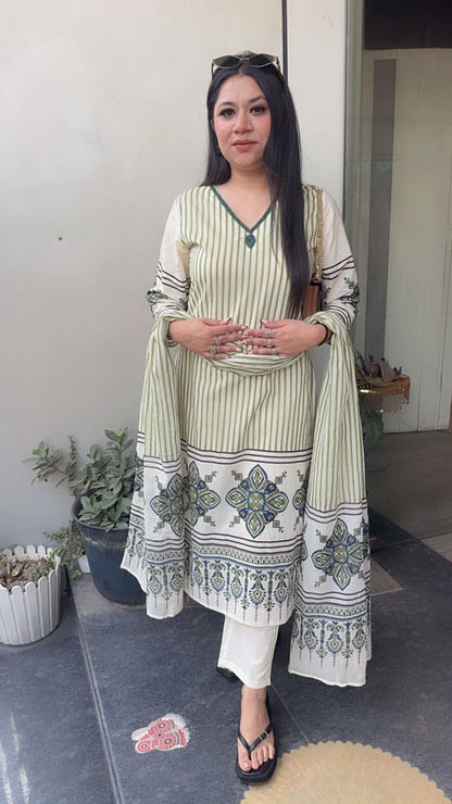 Taza Lime Green Digital Cotton Designer Suit