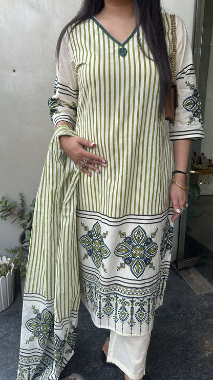 Taza Lime Green Digital Cotton Designer Suit