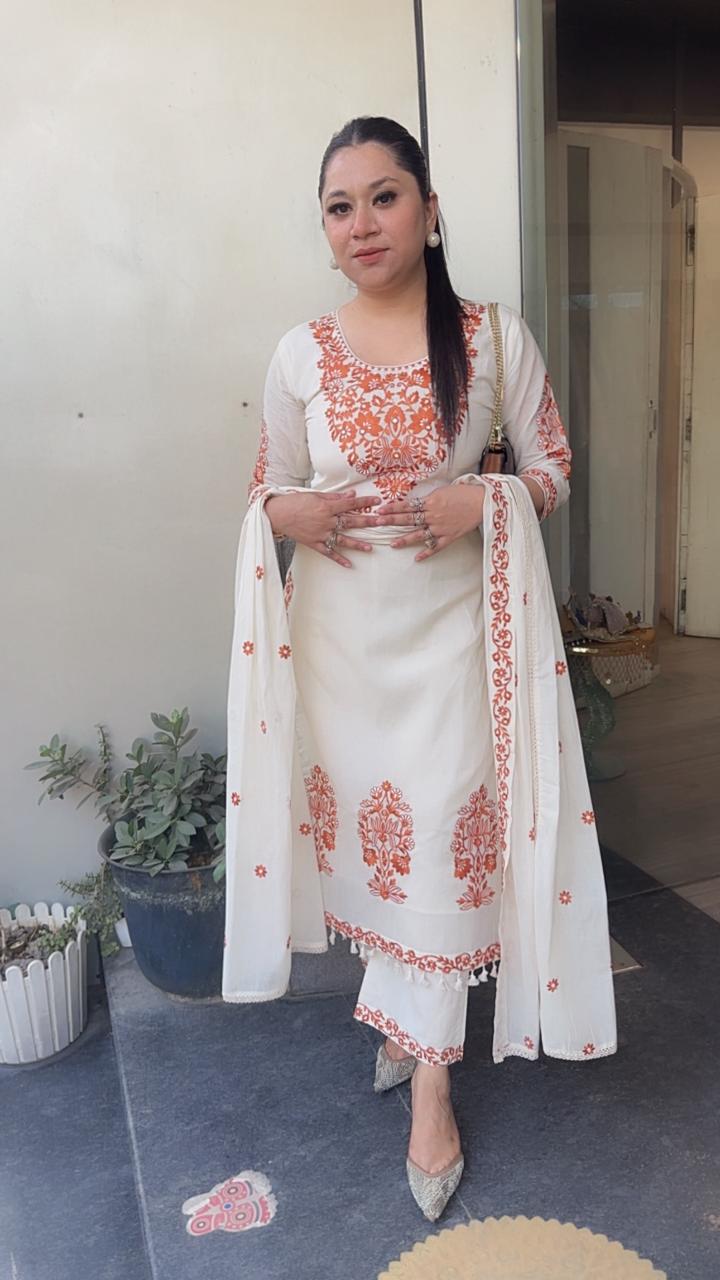 Kaffee Rust Ivory cotton Designer Suit