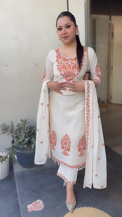 Kaffee Rust Ivory cotton Designer Suit