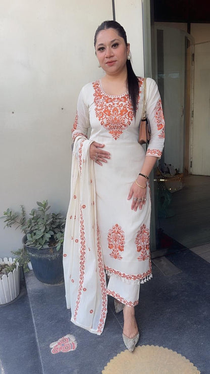 Kaffee Rust Ivory cotton Designer Suit