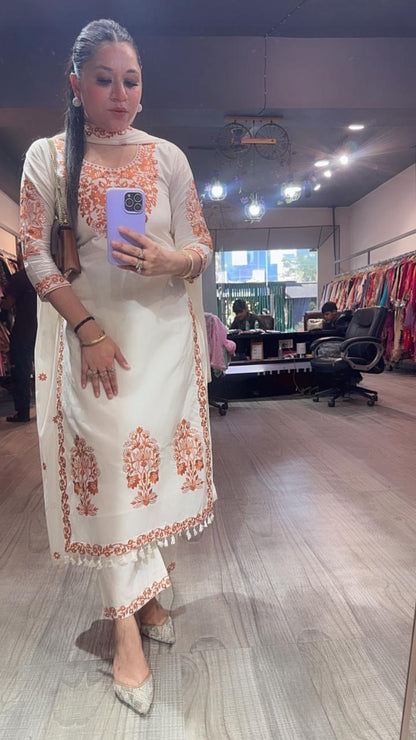 Kaffee Rust Ivory cotton Designer Suit