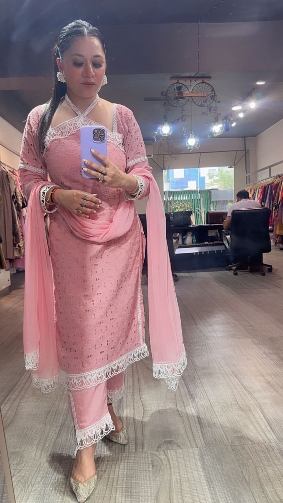 Kanjak pink Crisscross Designer Suit
