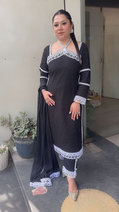 Kanjak Black Crisscross Designer Suit