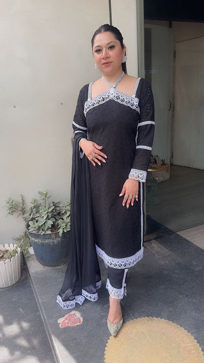 Kanjak Black Crisscross Designer Suit