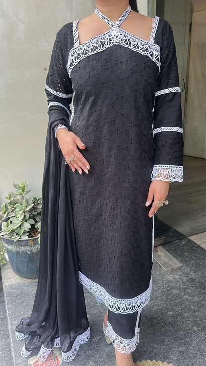 Kanjak Black Crisscross Designer Suit