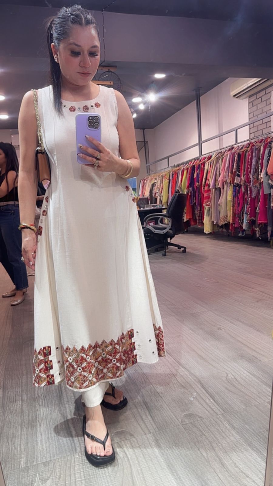 Ghumar ivory Tunic set (sleeve Fabric Attachment)