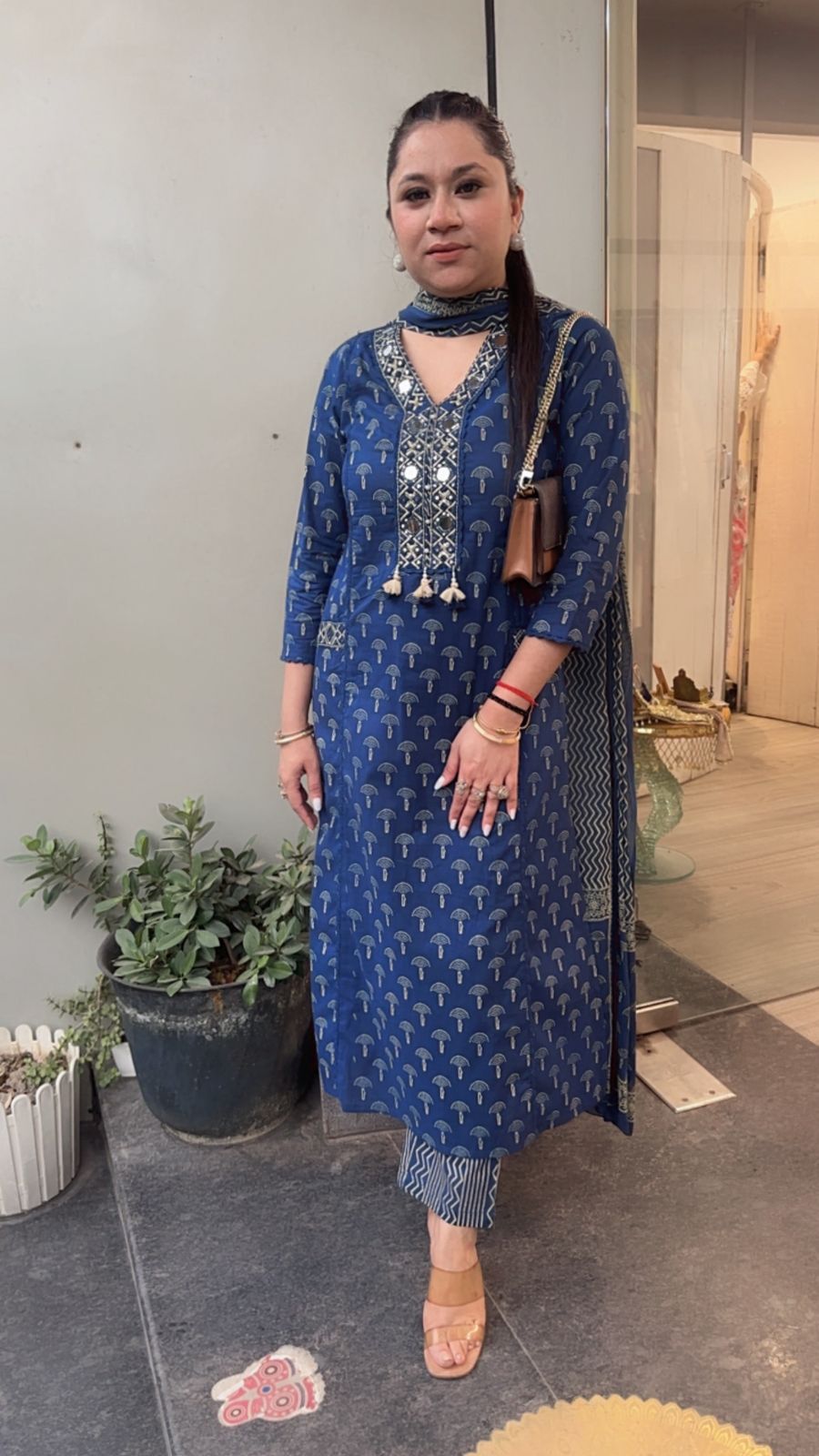 Hawa Blue Mirror Digital print Suit
