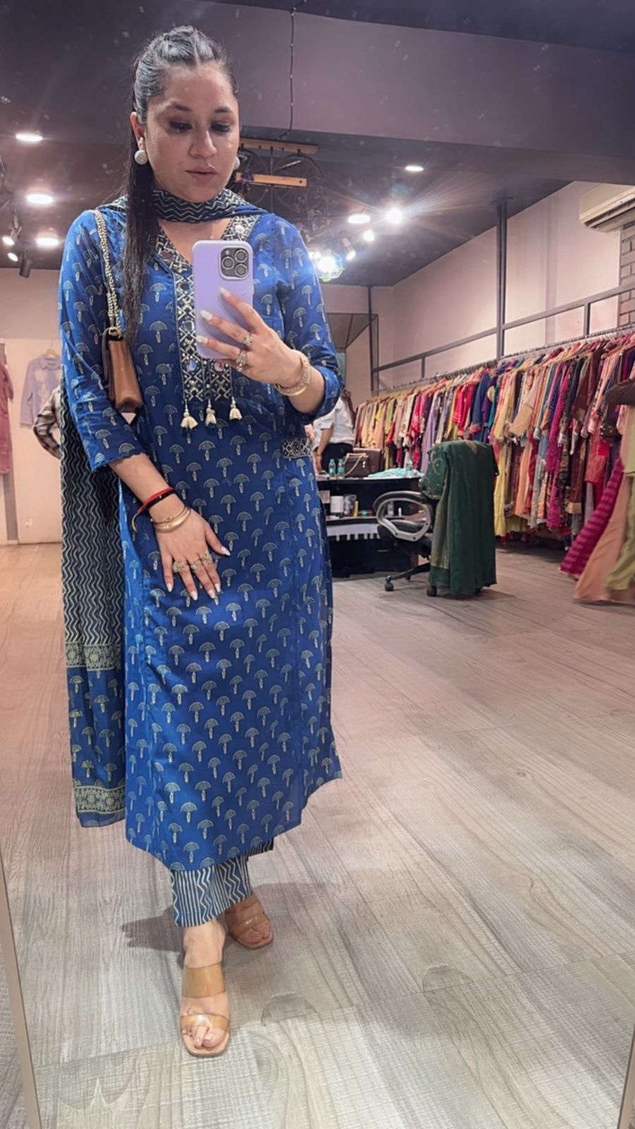 Hawa Blue Mirror Digital print Suit
