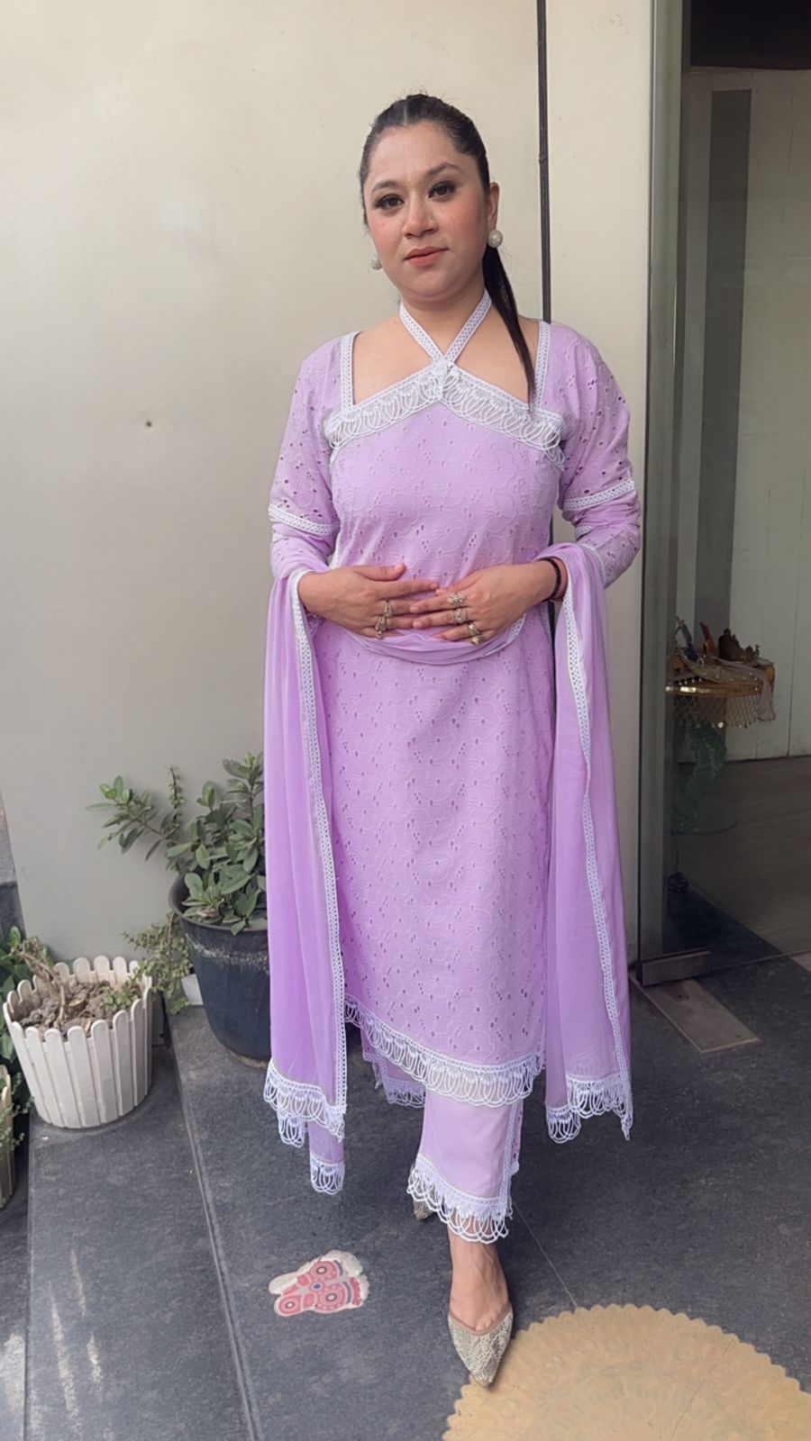 Kanjak Lavander Crisscross Designer Suit