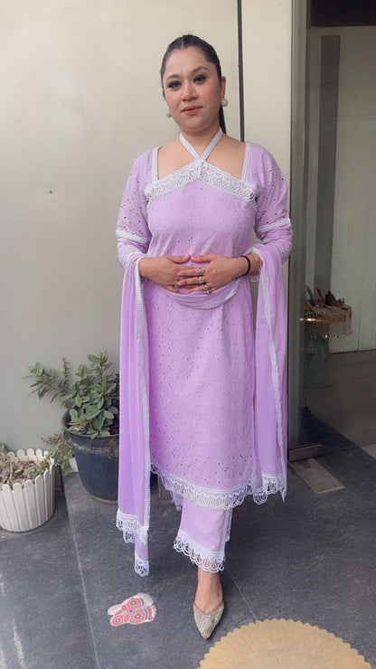 Kanjak Lavander Crisscross Designer Suit