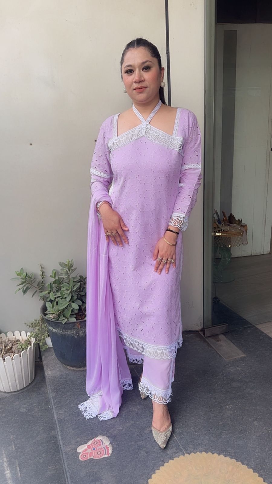 Kanjak Lavander Crisscross Designer Suit