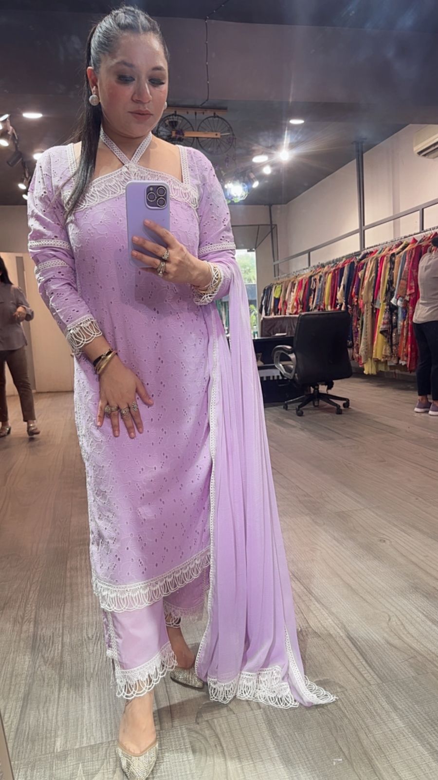 Kanjak Lavander Crisscross Designer Suit